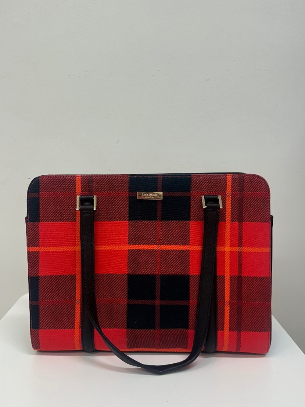 Kate Spade Red Plaid Tote Bag